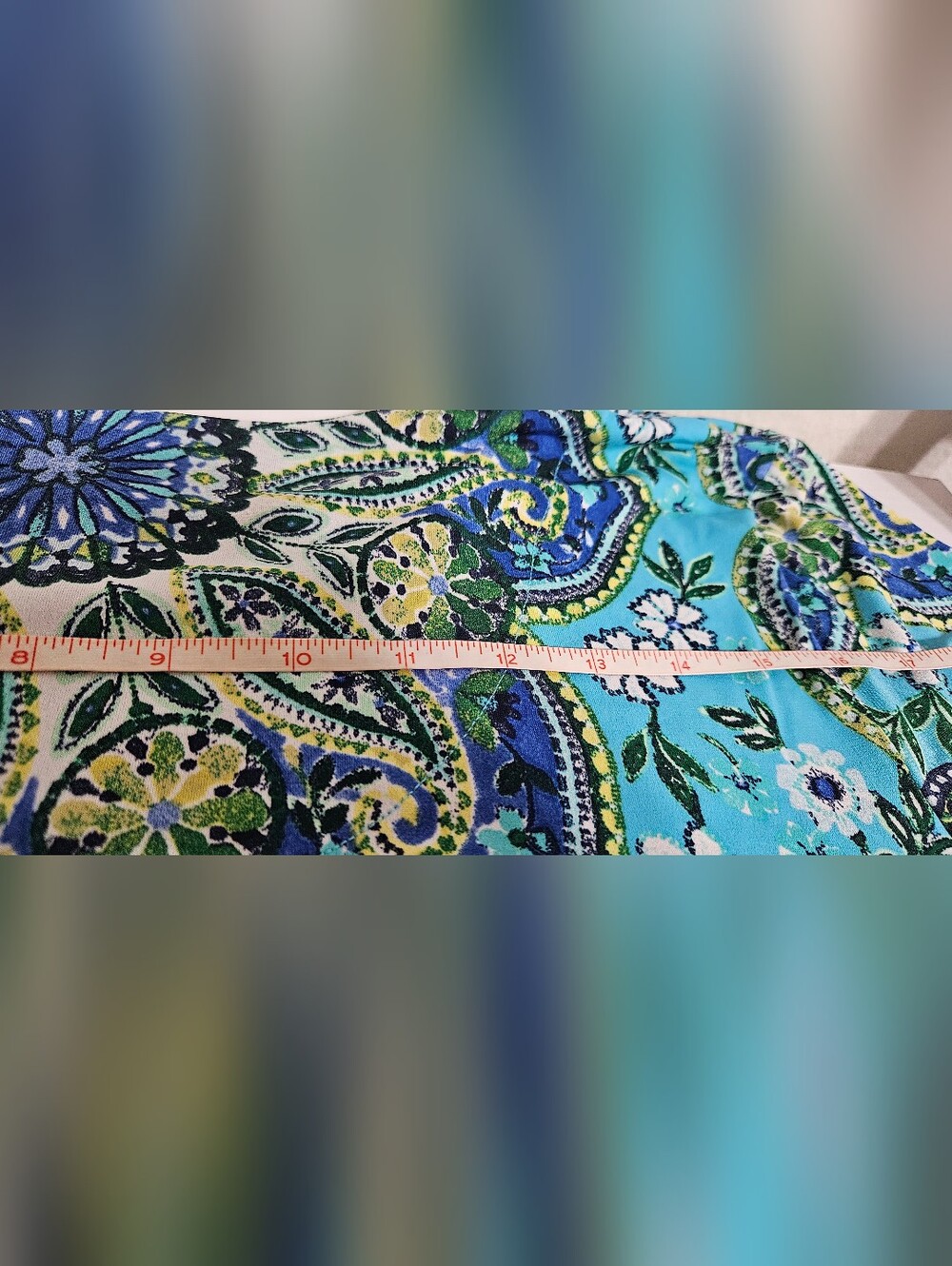 JM Collection Navy, Turquoise & Green Paisley Scoop-Neck Long Sleeve Top - Picture 6 of 10